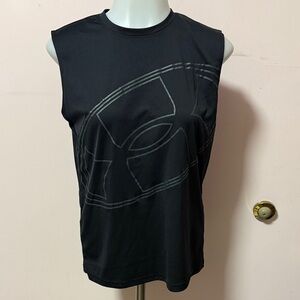 Under Armour Boy Youth Black Graphic Sleeveless Heatgear Shirt